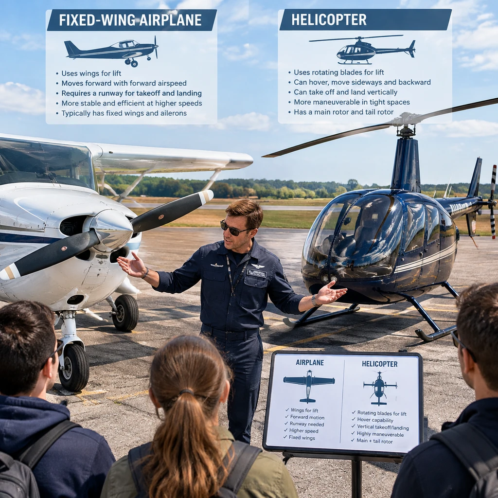Diferencias entre volar aviones y helicópteros: pilotaje, maniobras y formación
